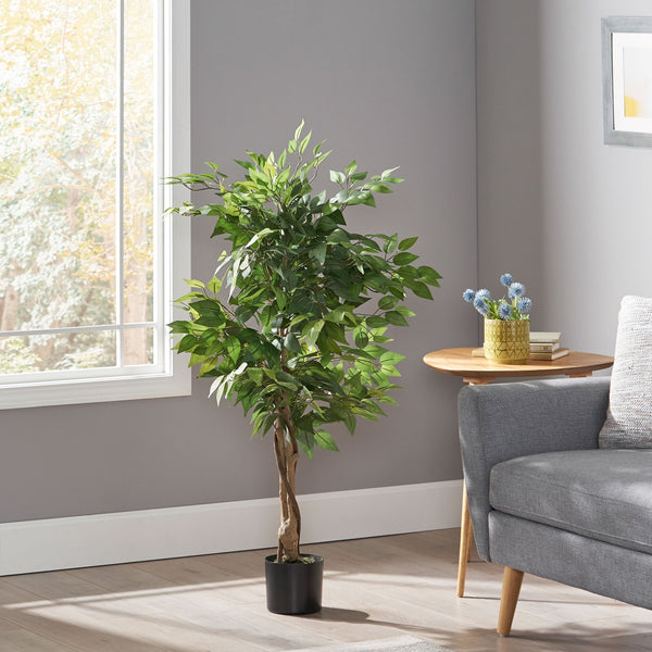 English Elm 120cm Artificial Ficus Tree Lifelike Faux Weeping Fig for Living Room or Entryway 70515.00