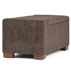 English Elm Bretton Lift-Top Storage Ottoman in Deep Umber Brown Chenille Fabric with Tray and Large Interior Storage B136P159221