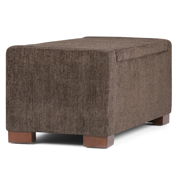 English Elm Bretton Lift-Top Storage Ottoman in Deep Umber Brown Chenille Fabric with Tray and Large Interior Storage B136P159221