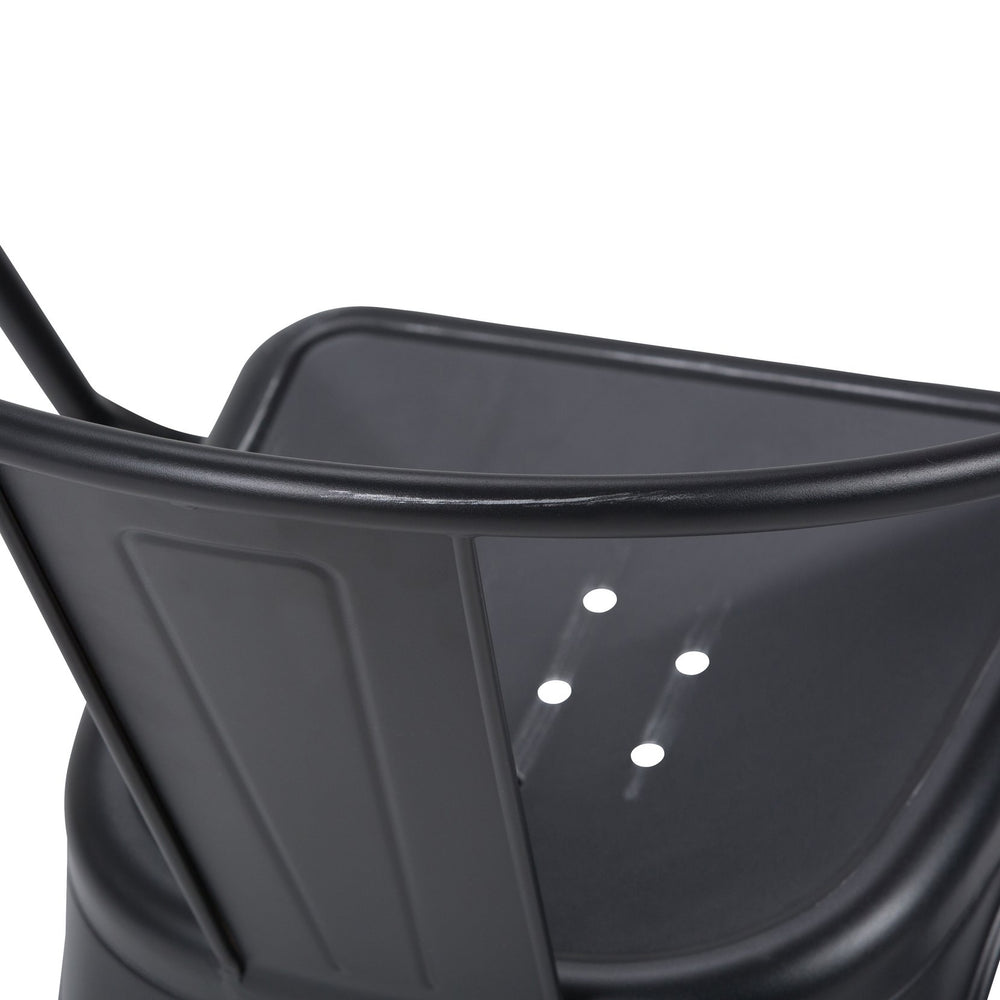 English Elm Larkin Metal Dining Arm Chair Set of 2 — Distressed Black & Silver, Industrial Iron, Curved Back Comfort B136P158773