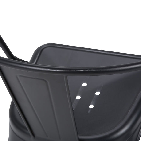 English Elm Larkin Metal Dining Arm Chair Set of 2 — Distressed Black & Silver, Industrial Iron, Curved Back Comfort B136P158773