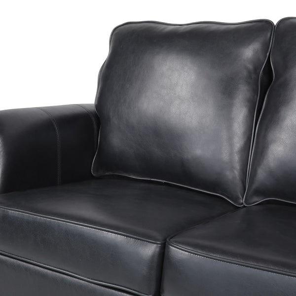 English Elm 3 Seater Pu Leather Sofa with Nailhead Trim Tapered Birch Legs for Modern Living 71405.00PUMDNT
