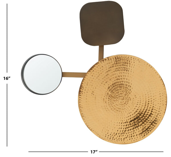 Safavieh Olosa, 17 Inch, Antique Brass, Iron/Steel/Glass Wall Decor ​ XII23 Antique Brass Powder Coating WDC1030A​