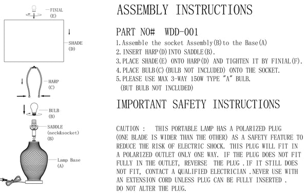 Surya Waddington Modern 27" Accent Table Lamp - Glass, Linen & Crystal For Elegant Home Decor Style Body, White,Base, Clear,Shade, White,Finial, Metallic ,Brass,Harp, Metallic ,Brass,Cord, Translucent Glass,Crystal,Linen,Iron Wdd-001