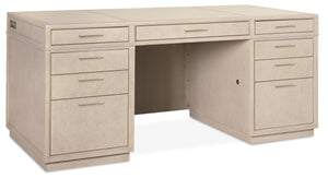 Hooker Furniture Marlowe Executive Writing Desk with Leather Surface Nine Drawers and Oak Veneer Finish 30.00L x 70.00W x 30.00H 6420-10462-80