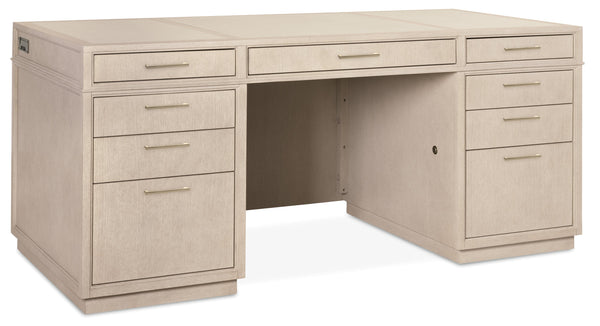 Hooker Furniture Marlowe Executive Writing Desk with Leather Surface Nine Drawers and Oak Veneer Finish 30.00L x 70.00W x 30.00H 6420-10462-80