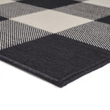 Christopher Knight Home® - Noble House - Crossroads Outdoor 7'10" X 10' Check Area Rug, Black and Ivory