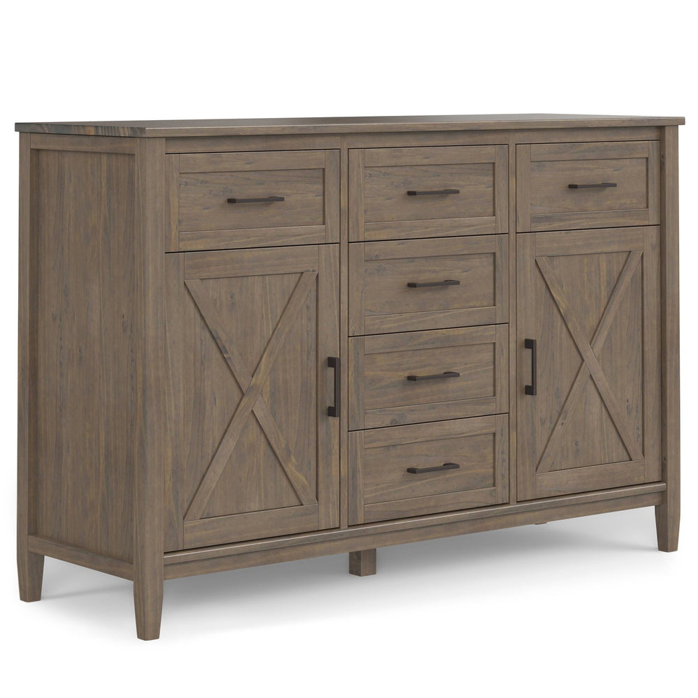 English Elm Ela Sideboard - Handcrafted Smoky Brown Storage Cabinet With Transitional Shaker Style Design B136P158602