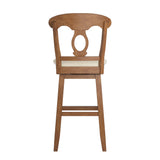 Homelegance By Top-Line Juliette Napoleon Back Wood Swivel Bar Stool Oak Rubberwood