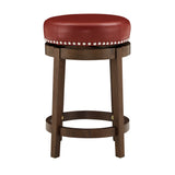 Homelegance By Top-Line Emerson Faux Leather Brown Finish Wood Swivel 24" Counter Height Stool (Set of 2) Red Rubberwood