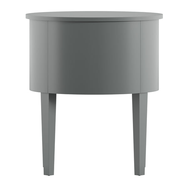 Homelegance By Top-Line Tallon 2-Drawer Oval Wood Accent Table Grey Wood