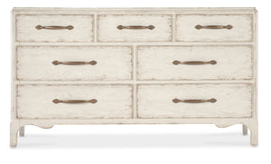 Hooker Furniture Americana Dresser With Cedar-Lined Drawers, Felt Jewelry Tray, Antique-Bronze Hardware, Vintage Charm Whites/Creams/Beiges 7050-90002-02