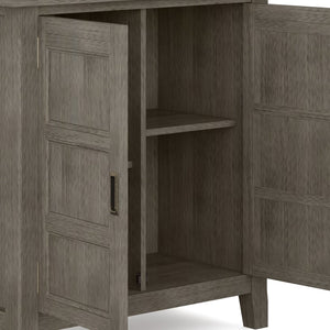 English Elm Burlington Low Storage Cabinet with Handcrafted Solid Wood, Transitional Design, Adjustable Shelves and Anti-Tip Safety Dark Brown B136P158509