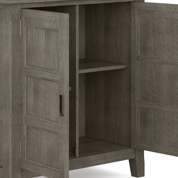 English Elm Burlington Low Storage Cabinet with Handcrafted Solid Wood, Transitional Design, Adjustable Shelves and Anti-Tip Safety Dark Brown B136P158509
