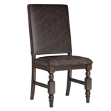 Homelegance By Top-Line Beaumont Nailhead Upholstered Dining Chairs (Set of 2) Brown Wood