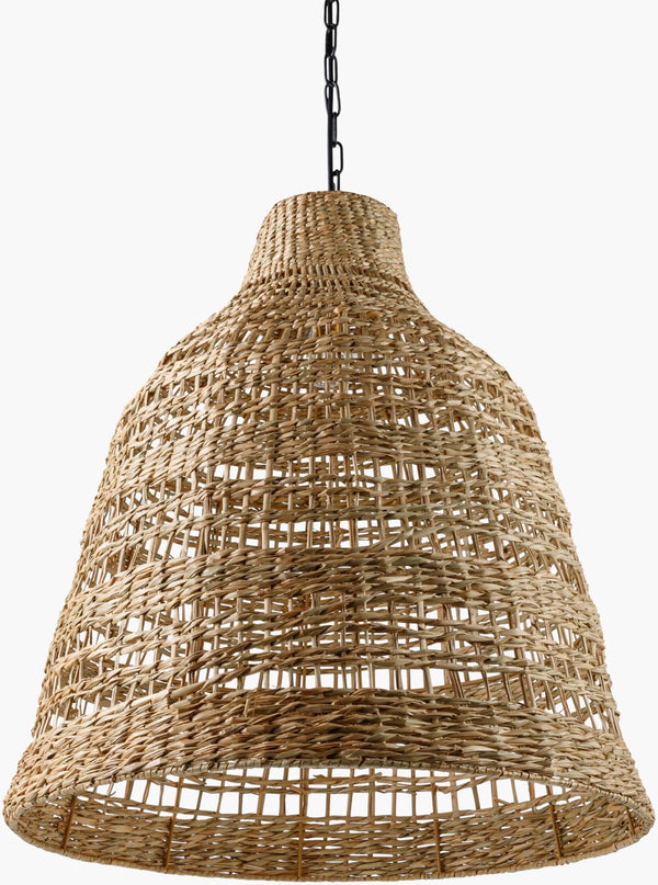 Surya Windsong Pendant Lighting – 24"L X 24"W X 96"H, Hand-painted Rustic Charm For Stylish Home Décor Fixture, Black,Shade, Brown,Cord, Black Rattan Wds-001