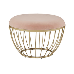 Homelegance By Top-Line Ernesto Fabric Upholstered Round Ottoman Pink Velvet