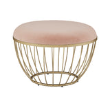 Homelegance By Top-Line Ernesto Fabric Upholstered Round Ottoman Pink Velvet