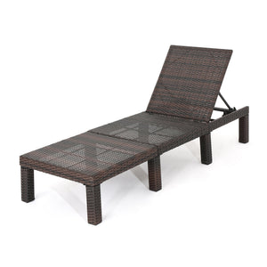 English Elm Christopher Knight Home® - JAMAICA Rattan Chaise Lounge Brown Polyethylene Wicker Iron Frame Multi-Brown Finish Durable Outdoor Patio Seat 76.6"D 62575.00WTC