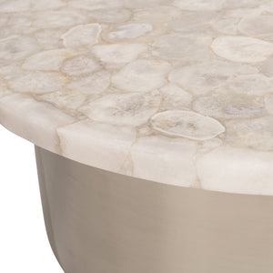 Bernhardt Bernhardt White Agate Shimla Cocktail Table With German Silver Canister Base — Elegant Centerpiece 328480