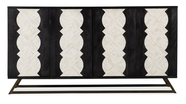 Hooker Furniture Commerce Moroccan Modern Credenza With Bone Inlay Doors, Antique Gold Base, Cable Management, 72" 7228-85087-99
