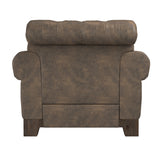 Homelegance By Top-Line Euphemie Tufted Rolled Arm Chesterfield Chair Brown Polished Microfiber