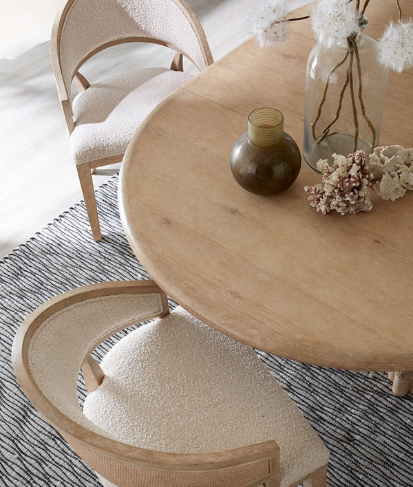 Hooker Furniture Retreat Pole Rattan Dining Table With 20" Extendable Leaf, Dune Oak Veneer, Coastal Style Appeal Light Wood 6950-75201-80