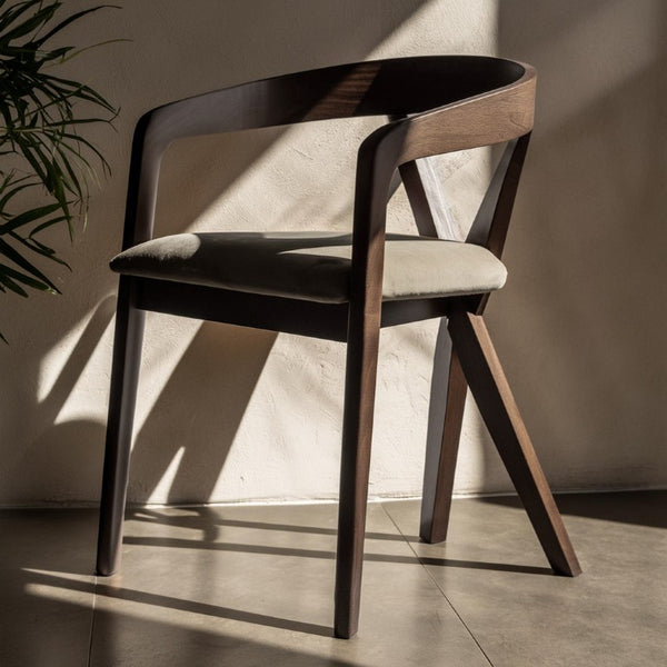 VIG Furniture Weiss Mid-Century Dining Chair In Light Grey Brego Fabric With Wenge Rubberwood Frame, Comfortable Supportive Seating VGMA-MI-1181-WNG