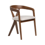 VIG Furniture Modrest Weiss - Mid-Century Modern White Fabric + Walnut Dining Chair VGMAMI-1181-OT001