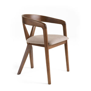 VIG Furniture Modrest Weiss - Mid-Century Modern Light Brown Fabric + Walnut Dining Chair VGMAMI-1181-D12181-2