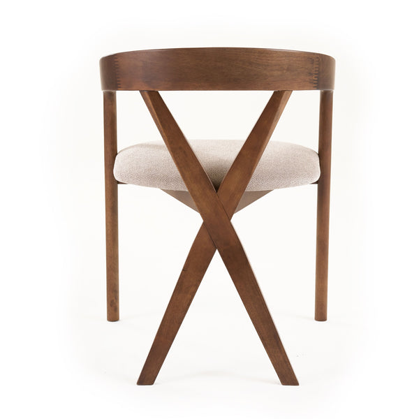 VIG Furniture Modrest Weiss - Mid-Century Modern Light Brown Fabric + Walnut Dining Chair VGMAMI-1181-D12181-2