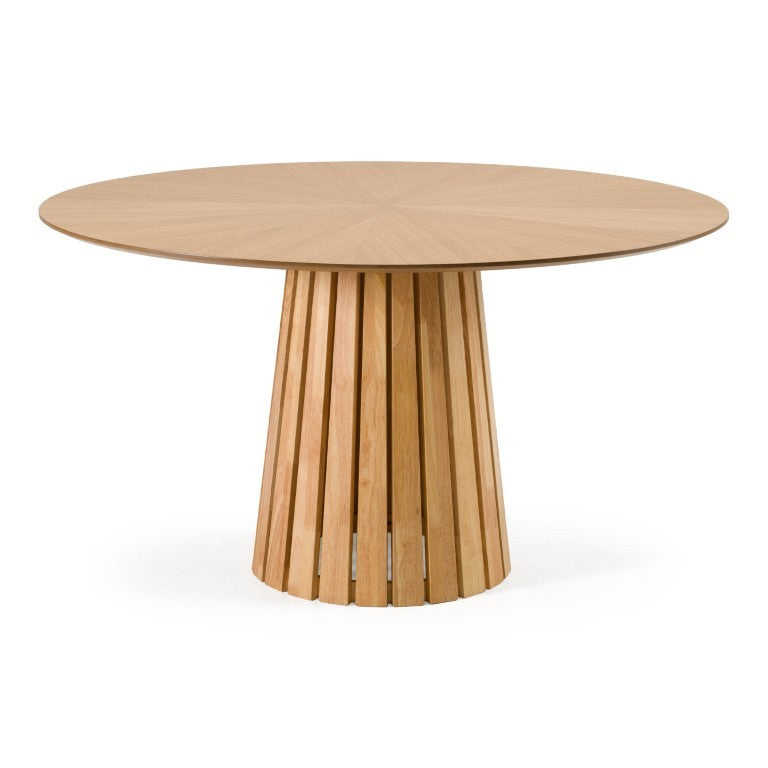 VIG Furniture Weiss Mid-Century Round Oak Dining Table, 54" Seating For 6, Natural Woodgrain Veneer, Sturdy Pedestal VGMA-MIT-5346-RND-NAT