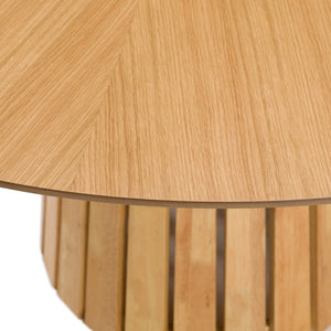 VIG Furniture Weiss Mid-Century Round Oak Dining Table, 54" Seating For 6, Natural Woodgrain Veneer, Sturdy Pedestal VGMA-MIT-5346-RND-NAT