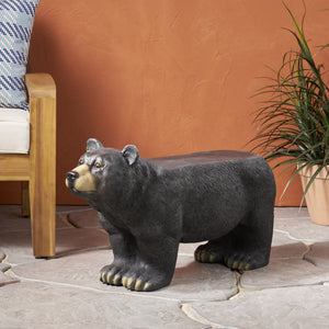 English Elm Christopher Knight Home® - MGO Bear Bench Lightweight Concrete Outdoor Bench in Matte Black with Detailed Bear Design, 31.75" W 72985.00