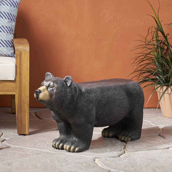 English Elm Christopher Knight Home® - MGO Bear Bench Lightweight Concrete Outdoor Bench in Matte Black with Detailed Bear Design, 31.75" W 72985.00