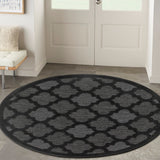 Nourison Easy Care NES01 Machine Made Flat Weave Solid Border Indoor/Outdoor Modern Outdoor Rug Charcoal Black, Charcoal Black 84% Polypropylene,16% Polyester 99446934833