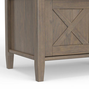 English Elm Ela Handcrafted Smoky Brown Entryway Storage Bench with 3 Shaker Doors, Shelves & Bronze Pulls B136P158603