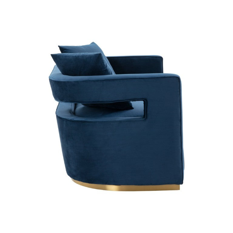 VIG Furniture Wells Velvet Loveseat In Rich Blue Velvet — Compact Modern 2-Seater With Toss Pillows, Foam Comfort VGRHSF-515-BL-L