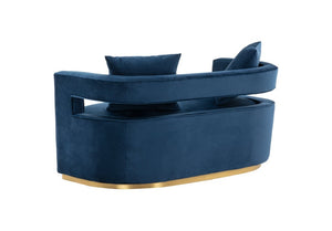 VIG Furniture Wells Velvet Loveseat In Rich Blue Velvet — Compact Modern 2-Seater With Toss Pillows, Foam Comfort VGRHSF-515-BL-L
