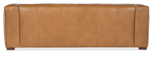 Hooker Furniture Maria Caramel Semi-Aniline Leather Two-Seat Sofa With Low-Profile Silhouette And Dark Wood Feet 41.50 L x 95.00W x 29.50H SS407-025-080