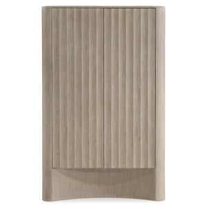 Bernhardt Bernhardt Loggia Bar Cabinet With Aria Wire-Brushed Oak, Fluted Doors, Mirrored Back & Lighting 345845