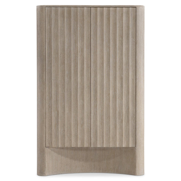 Bernhardt Bernhardt Loggia Bar Cabinet With Aria Wire-Brushed Oak, Fluted Doors, Mirrored Back & Lighting 345845