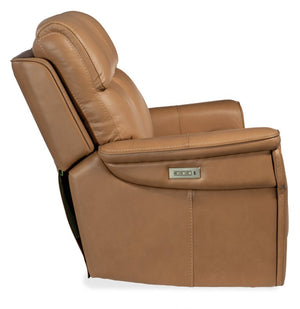 Hooker Furniture Lyra Semi-Aniline Leather Zero-Gravity Loveseat With Power Headrest, Lumbar, Usb, Cupholder Light Brown SS608-PHZL2-082