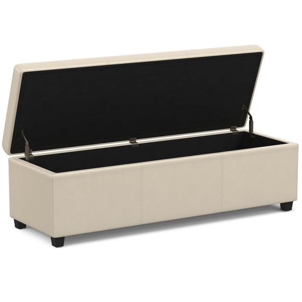 English Elm Avalon Extra Large Storage Ottoman Bench - Versatile Satin Cream Seat With Child-Safe Hinge B136P158654
