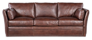 Hooker Furniture Woodstock Truffle Leather 3-Seat Sofa With Flared Arms, Tailored Panels & Accent Pillows For Timeless Comfort SS800-03-086