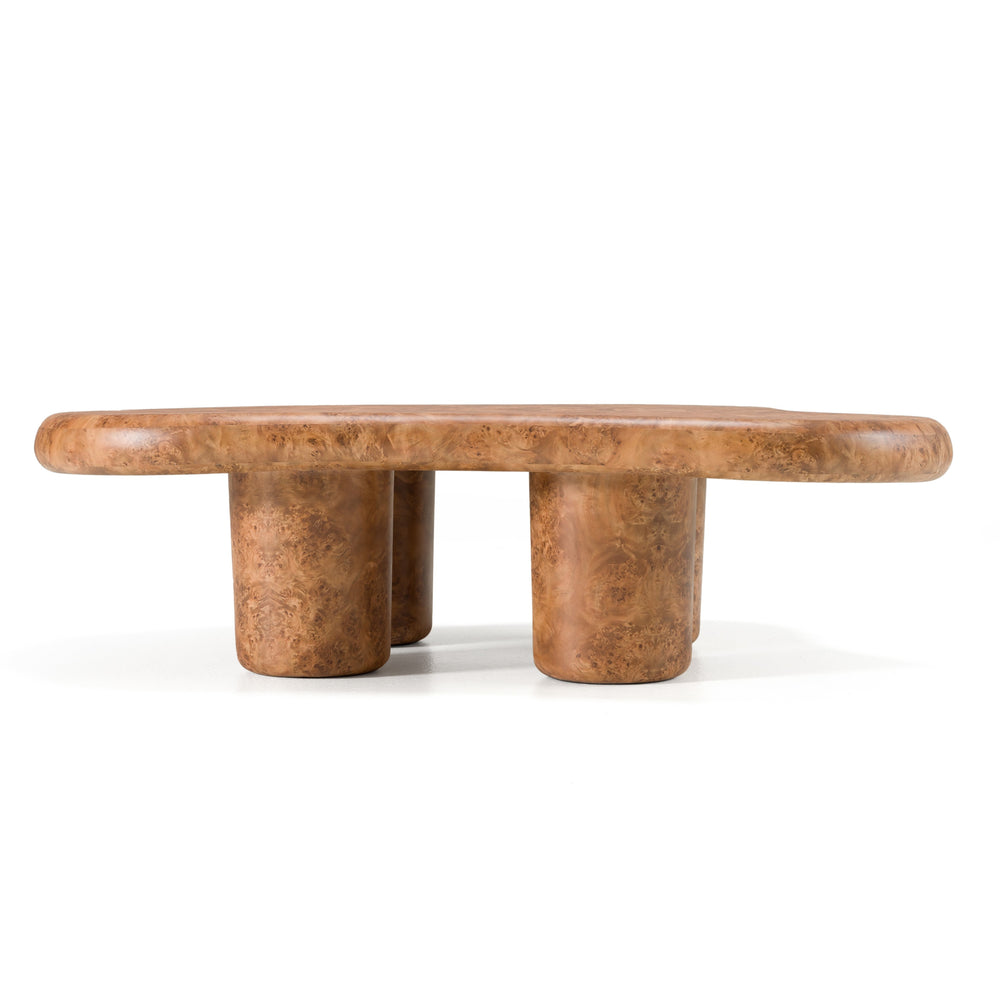 Vig Furniture Modrest Weskan - Luxurious Modern Faux Burl Coffee Table With Unique Freeform Design & Elegance Orange  Vgvc-ct25098