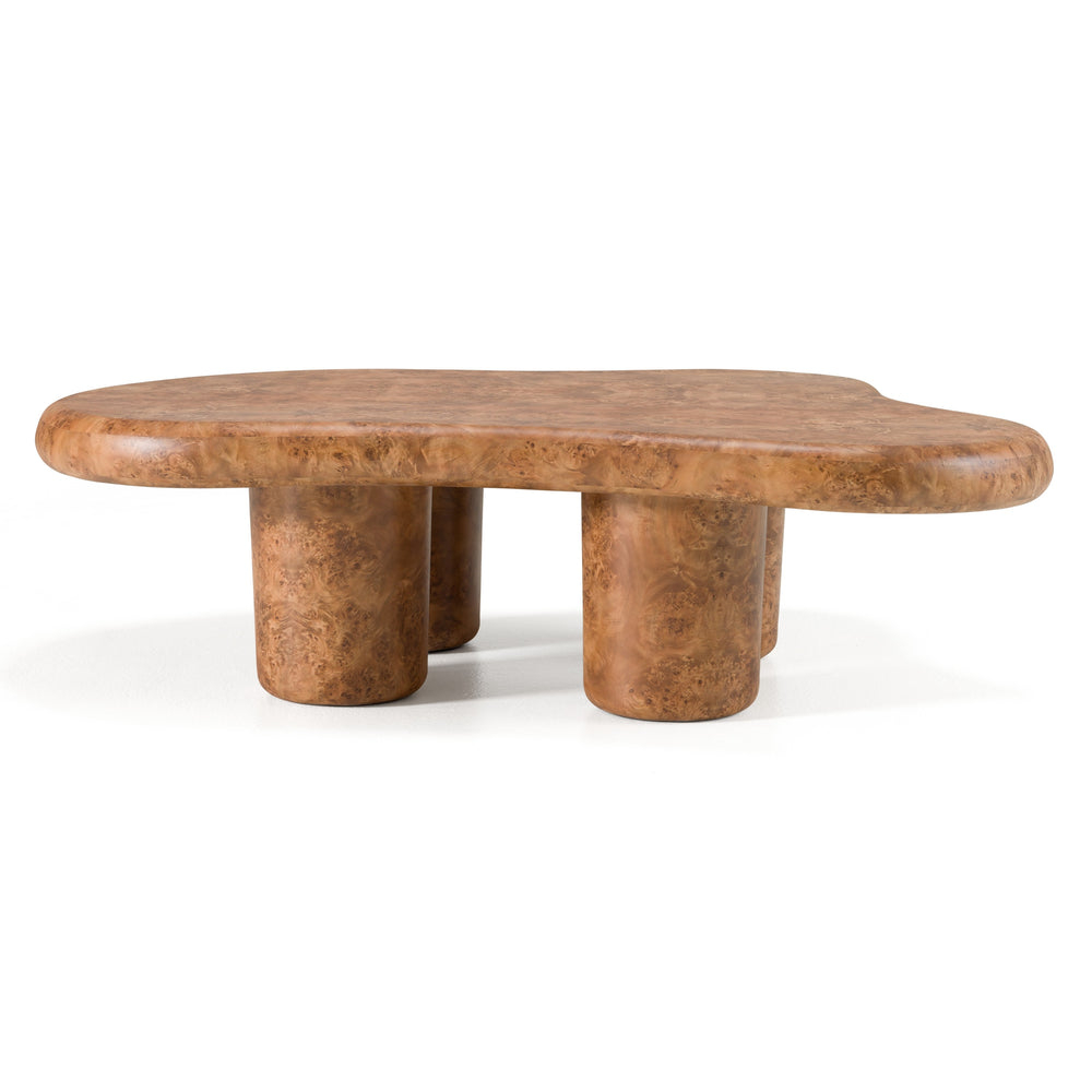 Vig Furniture Modrest Weskan - Luxurious Modern Faux Burl Coffee Table With Unique Freeform Design & Elegance Orange  Vgvc-ct25098