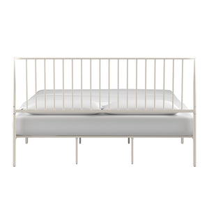 Homelegance By Top-Line Dante Metal Platform Bed with Curved Metal Headboard White Metal
