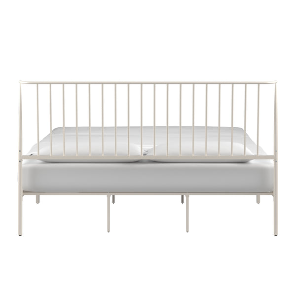 Homelegance By Top-Line Dante Metal Platform Bed with Curved Metal Headboard White Metal