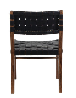 Porter Designs Porter Kier Leather-woven Dining Chairs Set Of 2 - Solid Mango Wood Frame, Brown Walnut Finish Brown Wood 07-108-02-8742